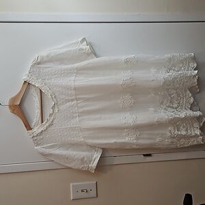 White Embroidered Net Lace Daisy Top
